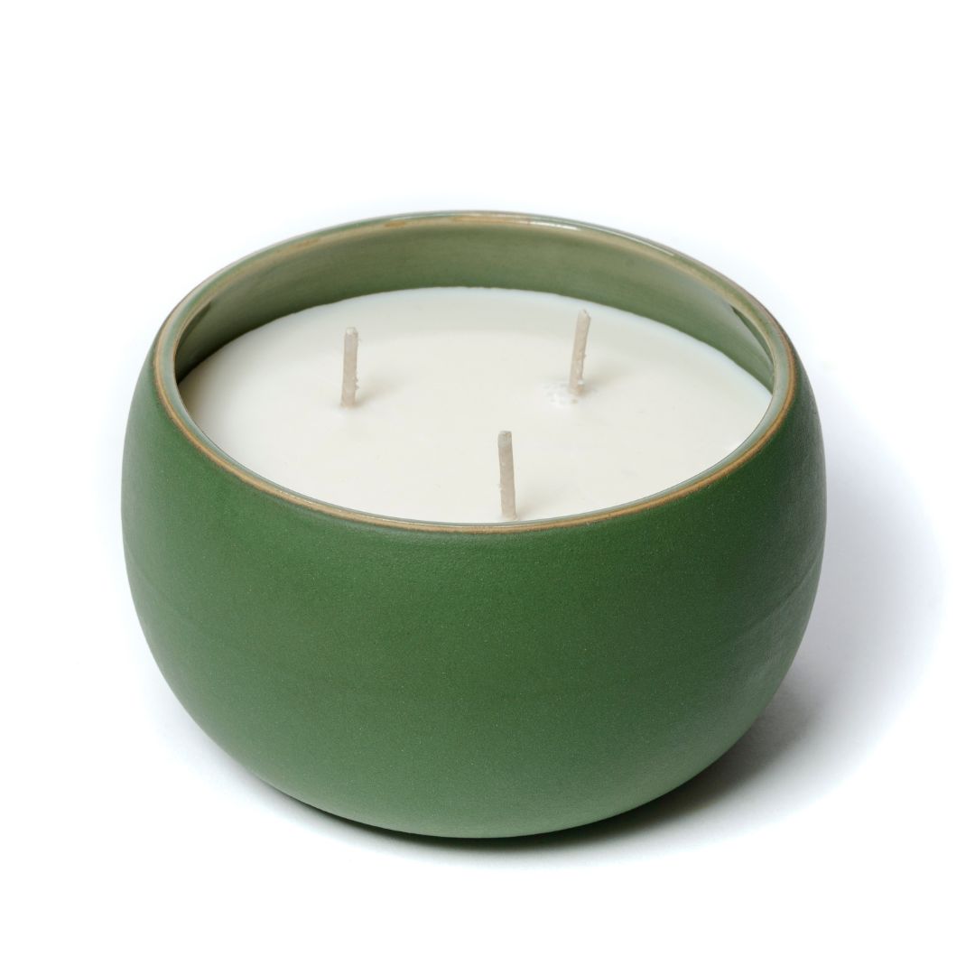 Ceramic Candle Matte Green - No 4 "Fleurs d'Oranger"