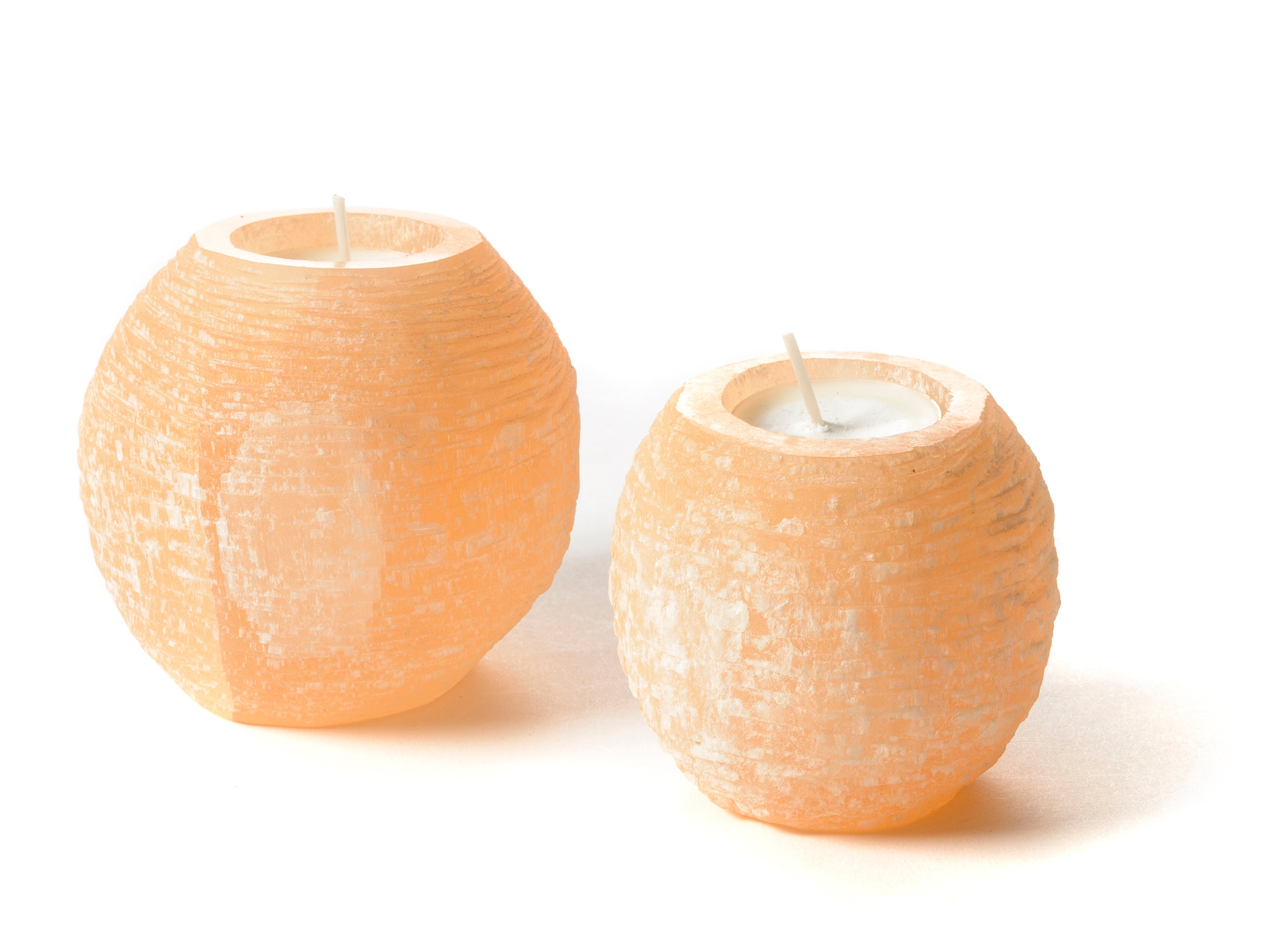 Selenite Tealight Holder Light Rose.